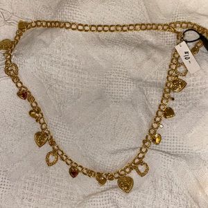 Gold chain belt with heart charms